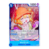 A Japanese trading card featuring the character Charlotte, with a blue border, 1000 power, and an illustration of a smiling girl in a bunny hat holding a purple pastry.