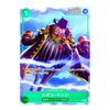 A single collectible trading card featuring the anime character Capone Beige from One Piece. The card has a light blue background with a green bottom banner, and the character is illustrated wearing a black pinstripe suit, purple hat, and green shirt.