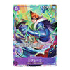 A single collectible trading card featuring anime-style artwork of X-Draeck in a blue and purple outfit with green energy effects, shown on a plain white background.