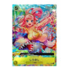 A colorful anime trading card featuring a pink-haired female character riding a shark, with Japanese text and game-style interface elements around the border.