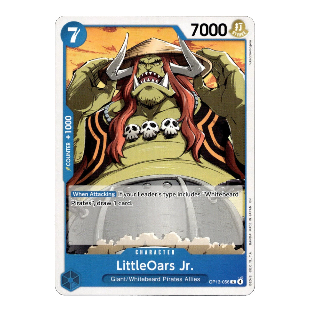 A single collectible trading card featuring the character LittleOars Jr. from the Giant/Whitebeard Pirates Allies.