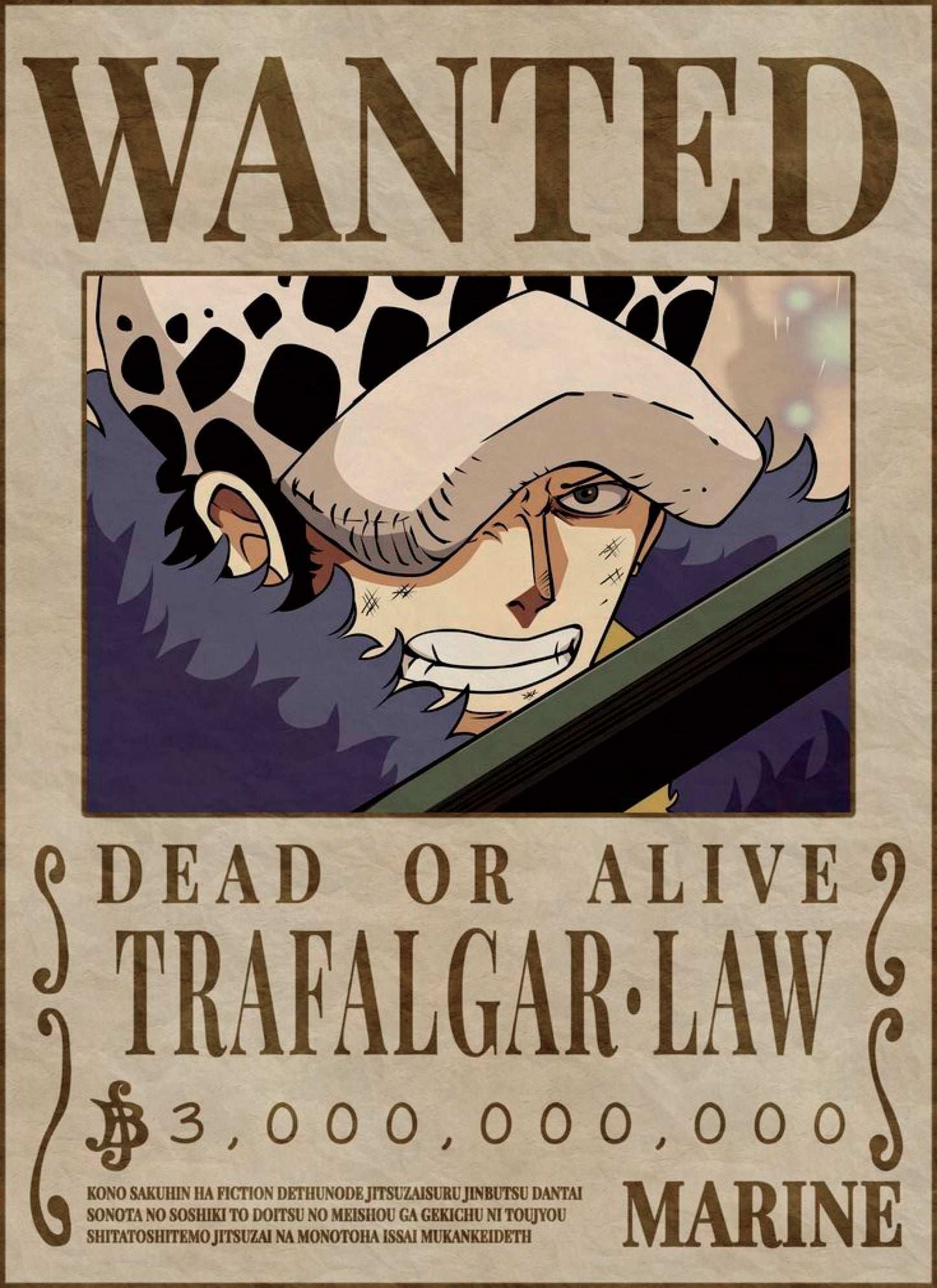 One Piece Trafalgar Law Wanted Poster Dead or Alive Anime Bounty Wall Art Surgeon of Death Poster Decor - PokeTCG