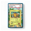 A PSA graded collectible card in a blue protective slab, featuring a colorful illustrated card with a yellow Pokémon character. The PSA label at the top reads 'EXAMPLE LABLE' and shows a grade of 10.