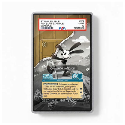 A PSA-certified collectible card featuring Oswald the Lucky Rabbit in a black and white cartoon illustration, displayed inside a clear protective case on a white background.