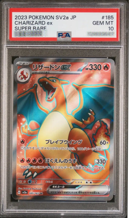 Pokémon trading card featuring Charizard ex with PSA grading label