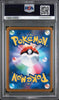 A graded PSA Pokémon card in a clear plastic slab. The card features the classic blue and yellow Pokémon logo with a Pokéball in the center, set against a colorful cosmic background with bubble accents.