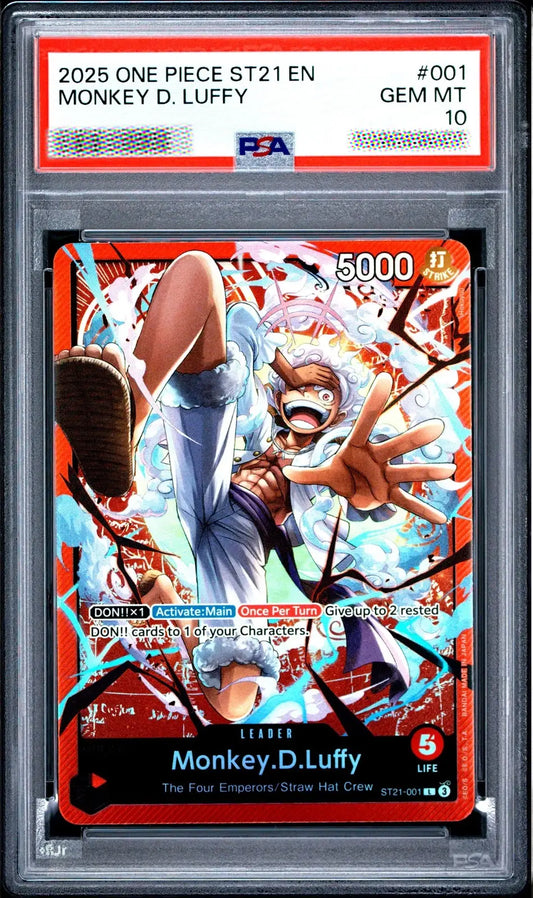 PSA 10 GEM MINT 2025 One Piece Starter Deck ST21-EX Gear 5 #001 Monkey D. Luffy Black & White Alt Art