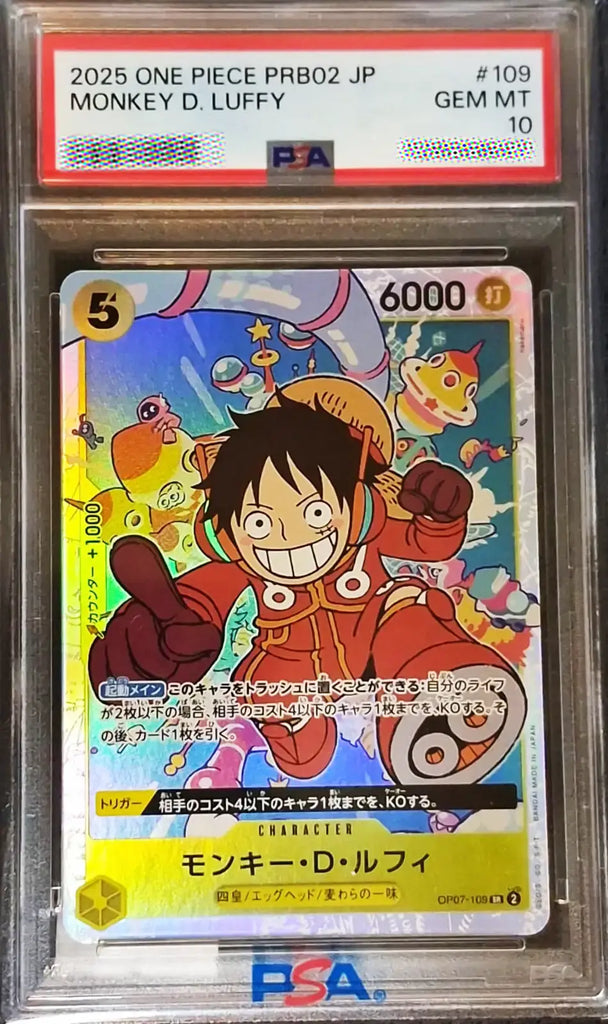PSA 10 GEM MINT Japanese One Piece OP07-109 Monkey D. Luffy Secret Rare