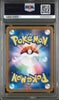Pokémon trading card in a protective case with a PSA logo above it.