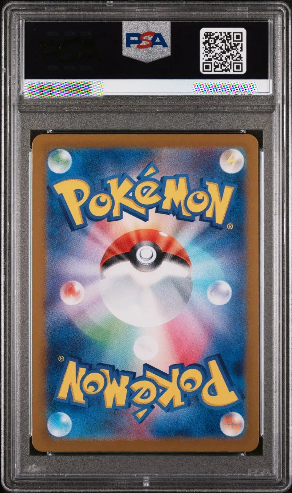 Pokémon trading card in a protective case with a grading label.