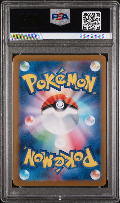 Pokémon trading card in a protective case with a grading label.
