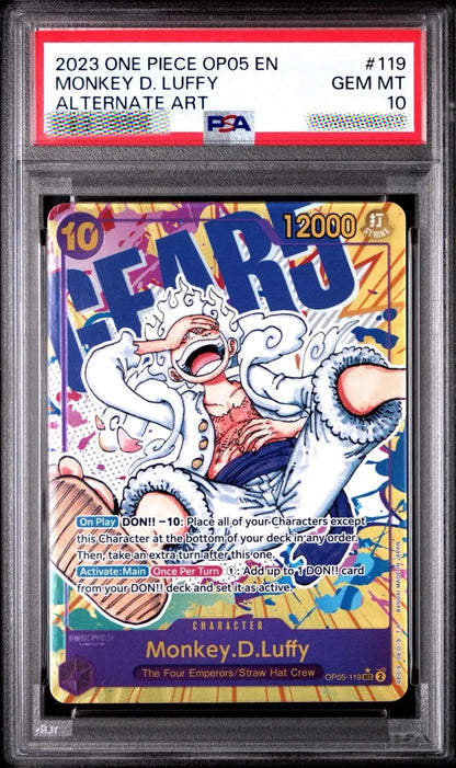PSA 10 Monkey D. Luffy OP05-119 SEC Alternate Art Gear 5 Secret Rare One Piece 2023 English
