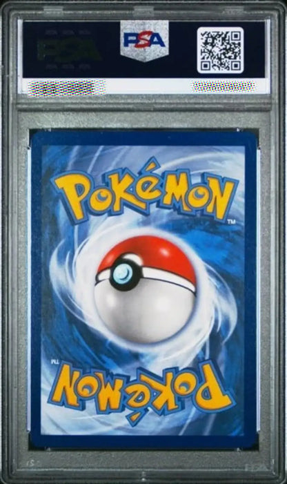 Pokémon trading card with a Poké Ball design, framed by a PSA logo