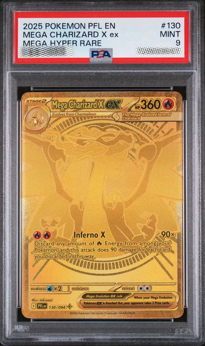 PSA 9 MINT 2025 Pokémon Phantasmal Flames Mega Charizard X ex Hyper Rare