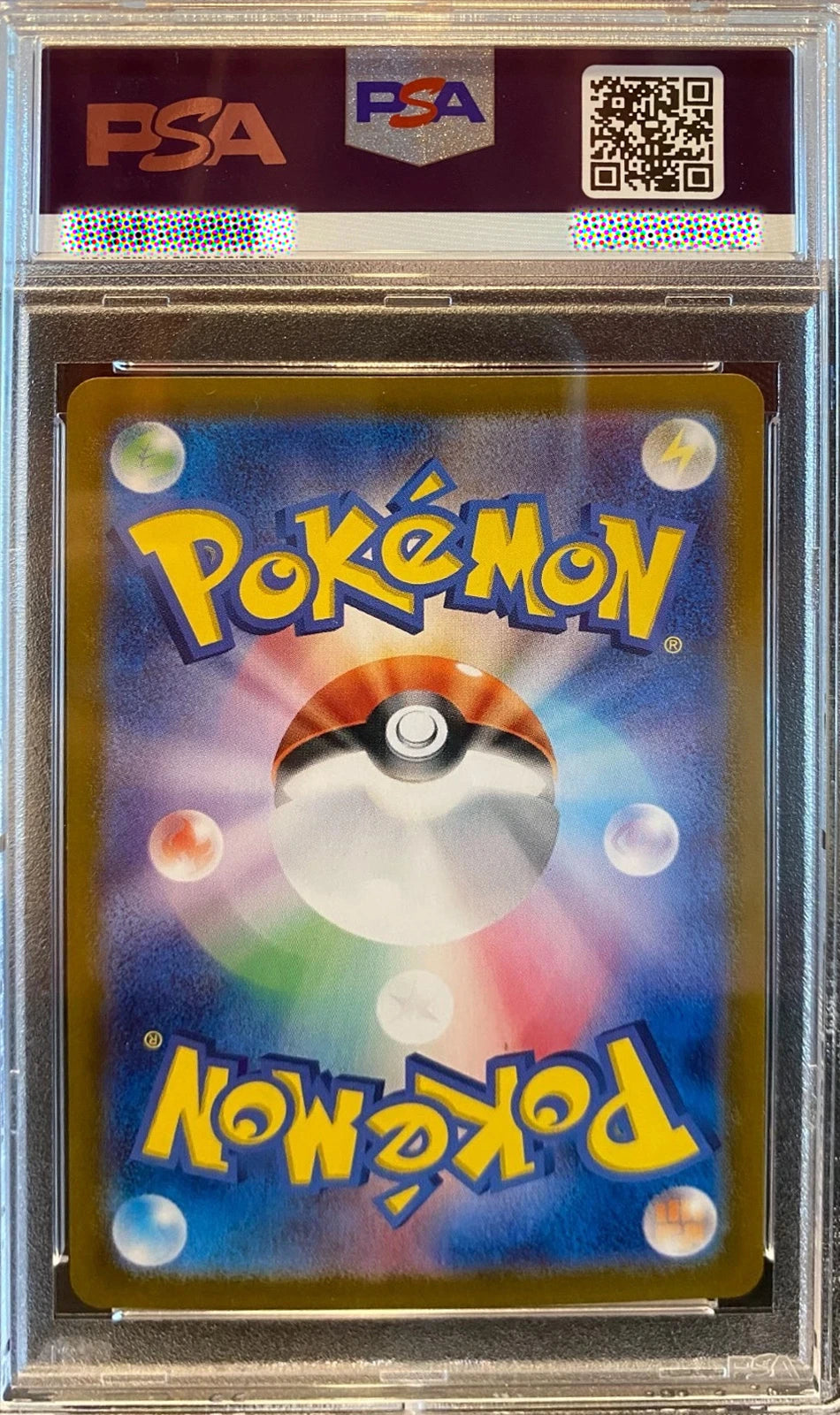 Pokémon trading card in a protective case with PSA grading logo