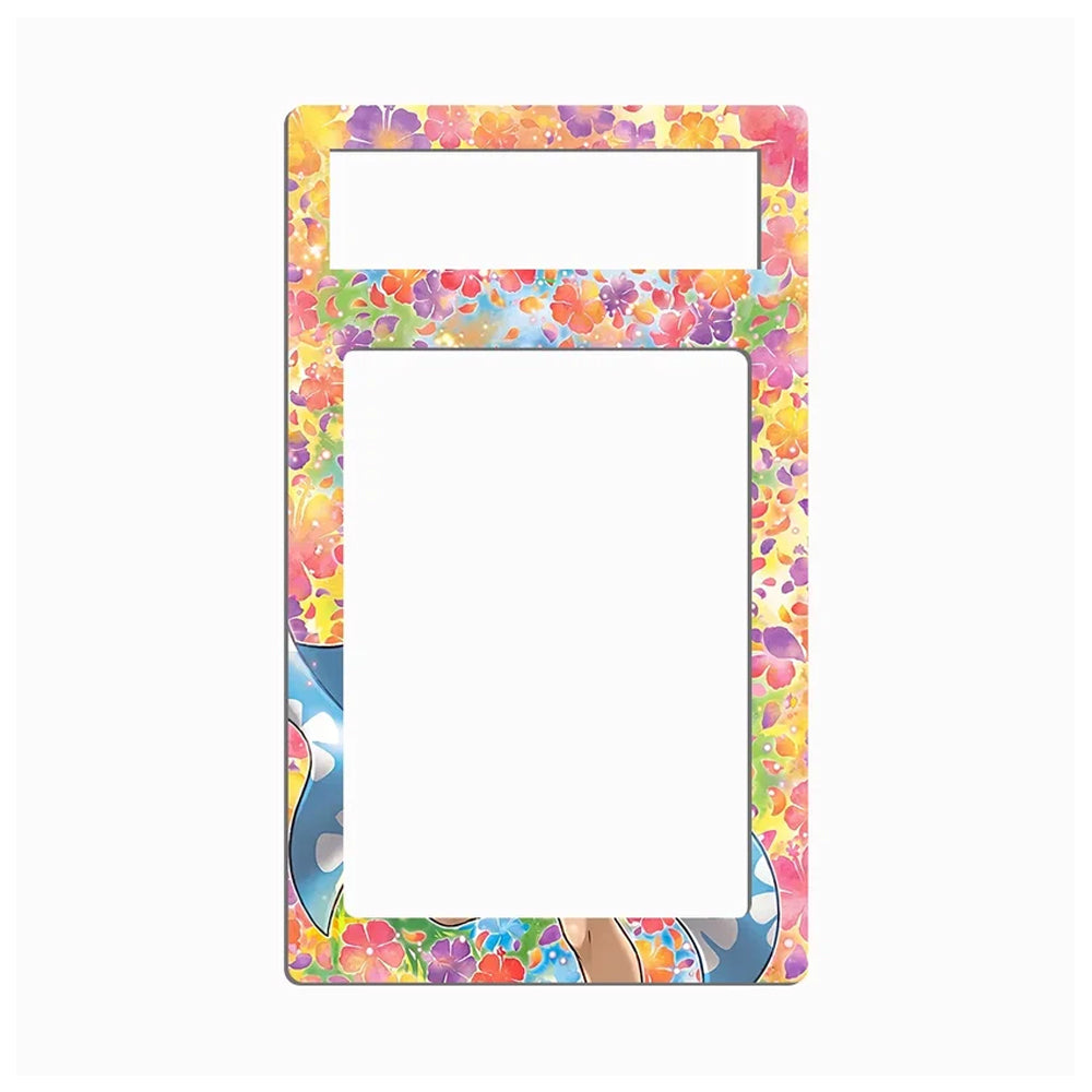 A decorative phone case or frame with a colorful floral and abstract pattern, shown on a plain light gray background.