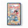A PSA graded collectible card slab containing a Pokémon Phoebe trainer card, shown against a clean white background. The slab features a vibrant, multicolored floral pattern border, and the inner card has a holographic silver foil with an illustration of Phoebe in a blue dress.