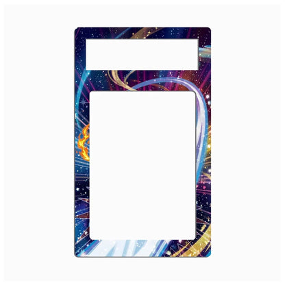 A rectangular decorative plate or frame with a colorful cosmic galaxy print, featuring a large blank white center cutout and a smaller white rectangular cutout at the top, shown on a plain white background.