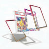 Colorful phone case and screen protector with a trading card on a white background