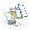 A set of transparent protective card sleeves with bright blue edges, shown floating around a graded Pokémon trading card on a clean white background.