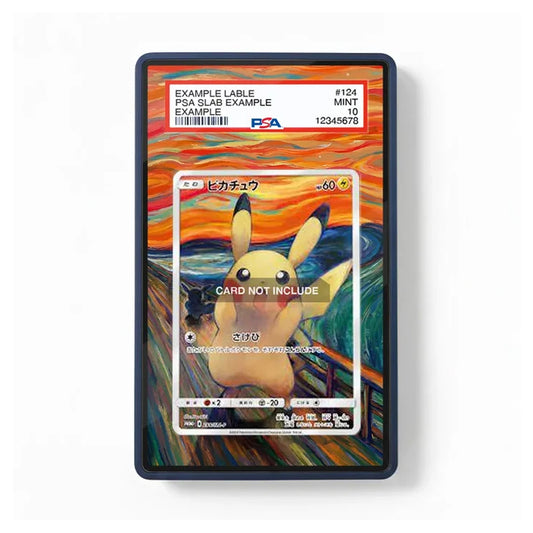 A rectangular PSA-certified slab containing a Pokémon trading card, shown against a plain white background. The slab has a dark blue border and a printed header with certification details.