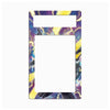 A rectangular light switch plate cover featuring a vibrant, abstract lightning design in purple, yellow, blue, and black, shown on a plain white background.