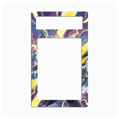 A rectangular light switch plate cover featuring a vibrant, abstract lightning design in purple, yellow, blue, and black, shown on a plain white background.