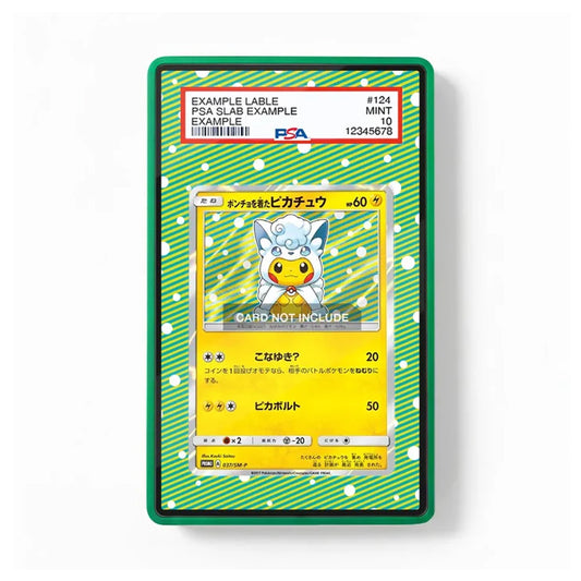 A green PSA slab containing a Pokémon TCG card, with the PSA label visible at the top. The slab is photographed against a clean white background.
