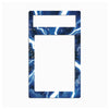 A rectangular light switch plate cover featuring a blue and white lightning pattern, shown against a plain white background.