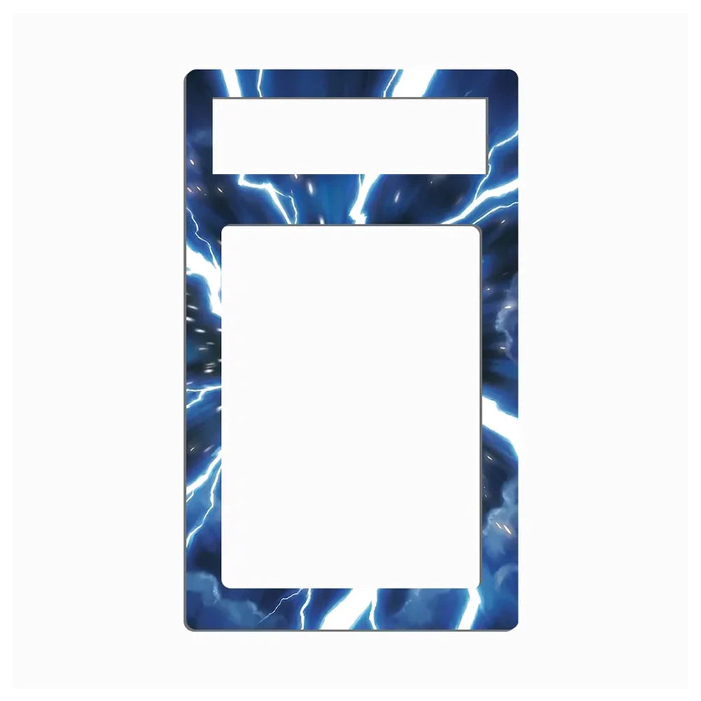 A rectangular light switch plate cover featuring a blue and white lightning pattern, shown against a plain white background.