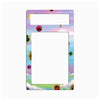 A decorative double-gang wall plate or light switch cover featuring a pastel sky background with cartoon clouds, colorful floating bubbles, and small character faces. The top section has a smaller rectangular cutout and the bottom larger one, both filled with a blank white insert area.