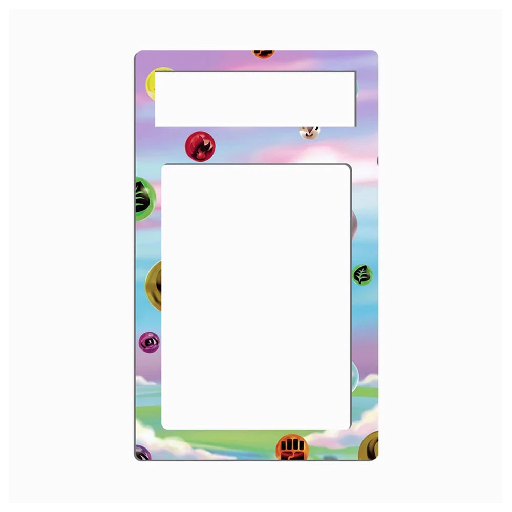 A decorative double-gang wall plate or light switch cover featuring a pastel sky background with cartoon clouds, colorful floating bubbles, and small character faces. The top section has a smaller rectangular cutout and the bottom larger one, both filled with a blank white insert area.