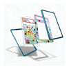 A set of transparent acrylic card protectors with colorful printed borders, shown floating around a graded Pokémon card on a clean white background.