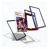 A floating product render of a Pokémon TCG trading card housed in a clear protective slab, surrounded by three separate dark blue frame pieces on a clean white background.