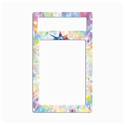A rectangular picture frame with a colorful pastel geometric border and a star motif, shown on a plain light gray background.
