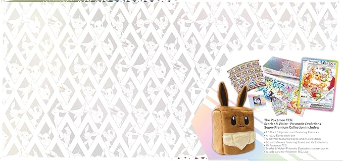 Plush toy and trading cards on a white patterned background