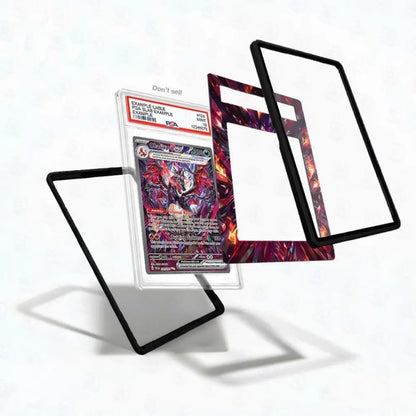 Trading card with protective sleeves on a white background