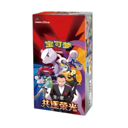 Pokémon trading card deck box featuring Mew, Snivy, and other Pokémon characters on the front, with Chinese text and a red-to-orange gradient design, shown on a plain white background.