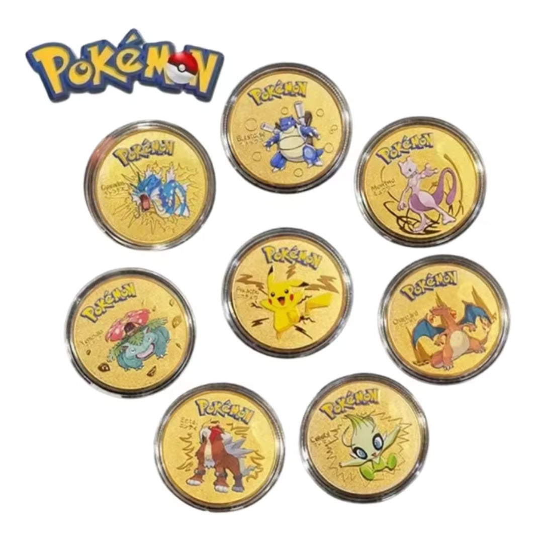 Pokémon fan collectible golden round metal coin