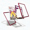 Trading card with protective red border on a white background