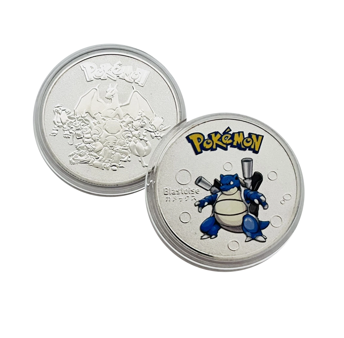 round Pokémon silver collectible metal coins set of 8