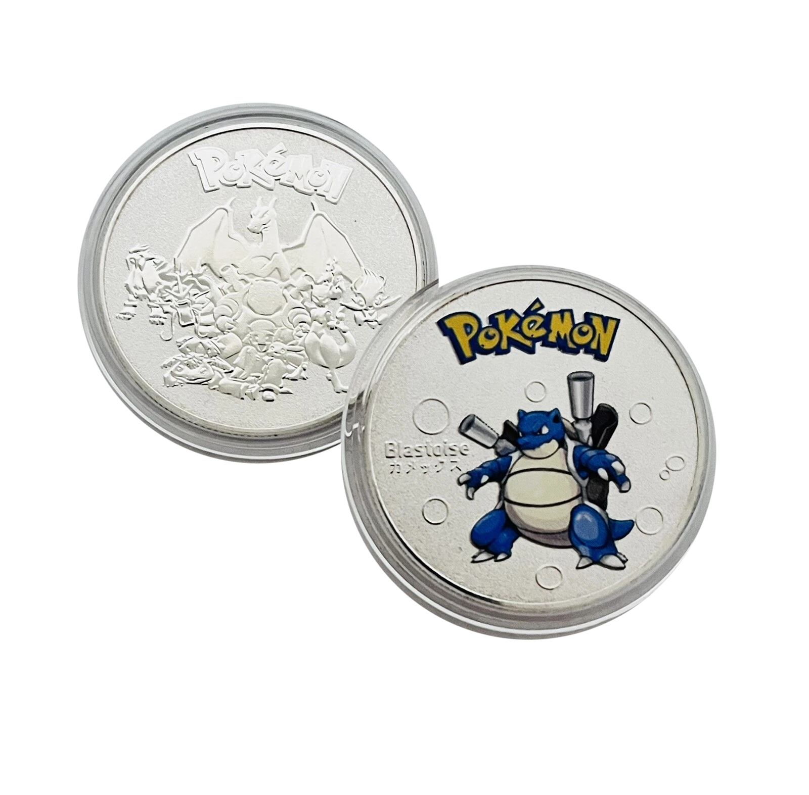 round Pokémon silver collectible metal coins set of 8