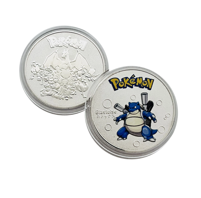 round Pokémon silver collectible metal coins set of 8