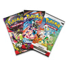 Three Pokémon trading card booster packs fanned out on a plain white background: the left pack reads 'Pokémon Trading Card Game Defenders', the middle pack reads 'Pokémon Trading Card Game Chaos', and the right pack reads 'Pokémon Trading Card Game Series 2'.
