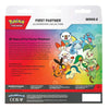 Pokémon Trading Card Game First Partner Illustration Collection Series 2 card pack packaging, featuring colorful character artwork and product details on a white and red design.