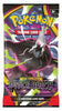 Pokémon Mega Evolution Pitch Black trading card game booster pack, featuring artwork of the Pitch Black character with a black and white body, pink accents, and a colorful purple, green, and yellow background.