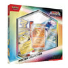 Pokémon TCG Poster Collection gift set from Prismatic Evolutions, featuring a colorful box with three sample holographic trading cards displayed in a clear window.