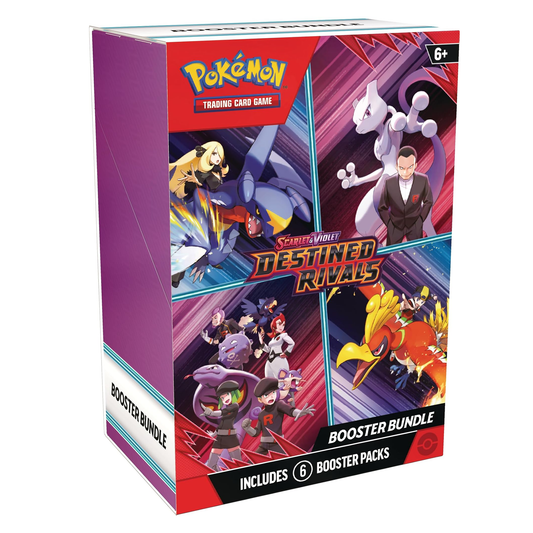 Pokémon Trading Card Game booster bundle packaging with characters and text on a white background