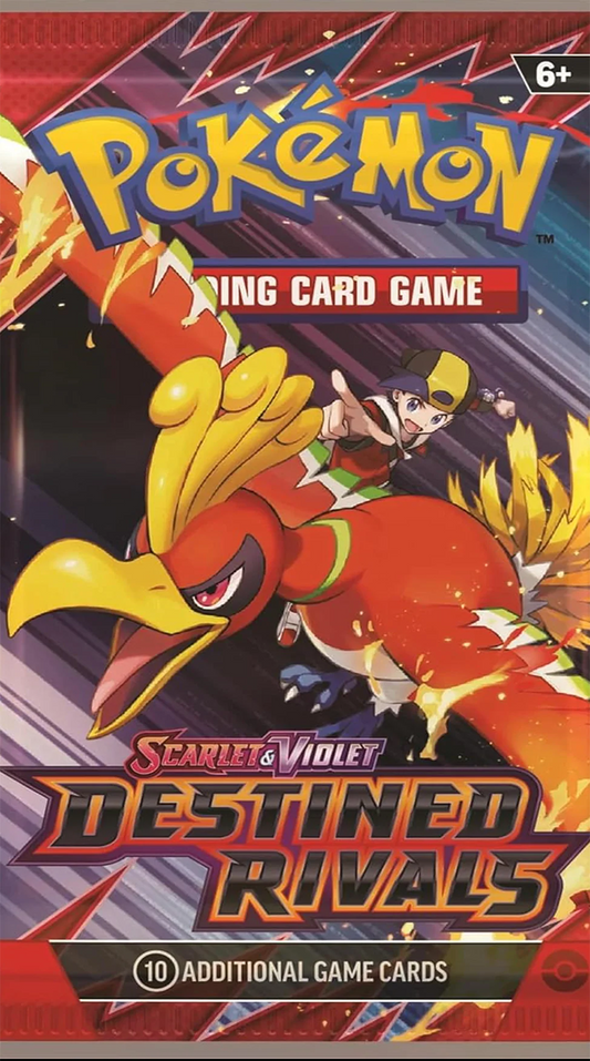 Pokémon trading card game pack featuring a Pokémon character and 'Destined Rivals' text.