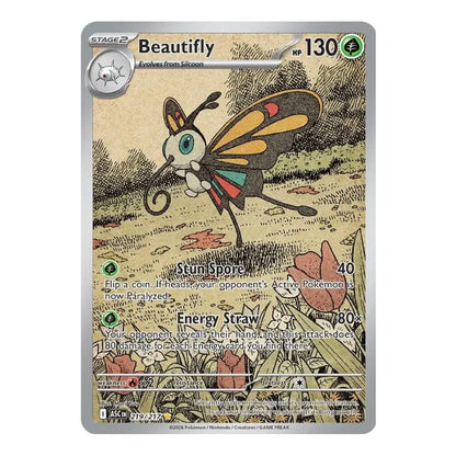 Pokémon card featuring Beautifly with detailed artwork and text on a white background